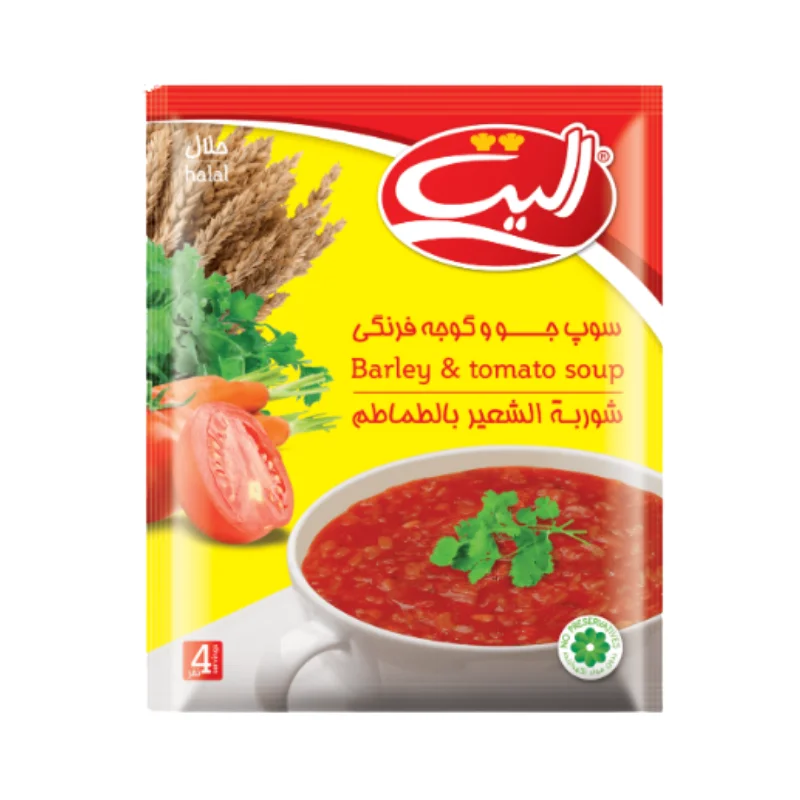 سوپ جو و گوجه‌فرنگی