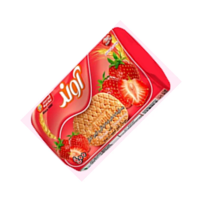 بیسکویت زبانی با طعم توتفرنگی و تزئین شکر