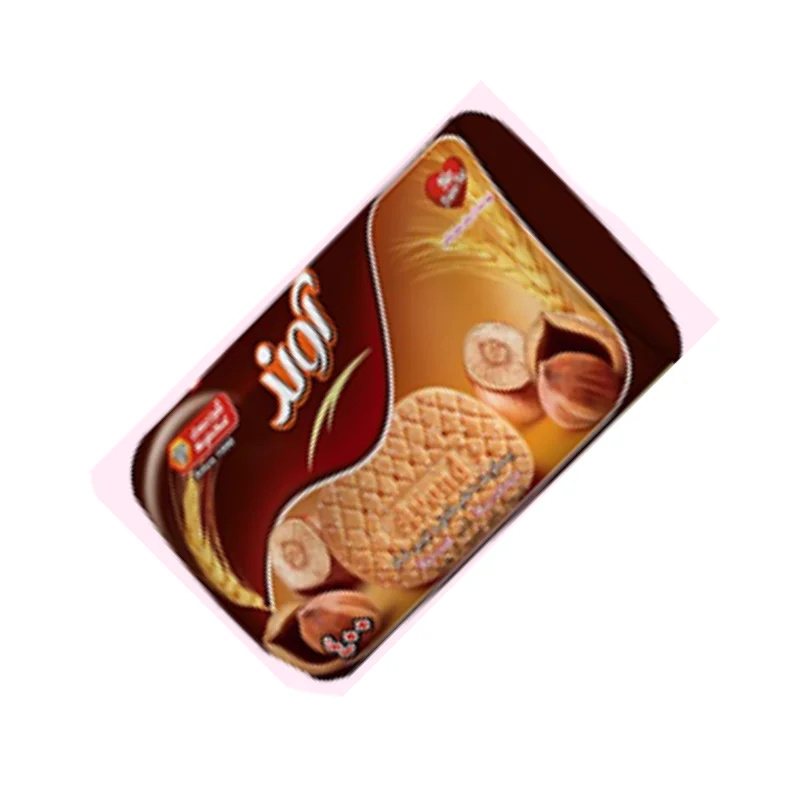 بیسکویت زبانی با طعم فندق و تزئین شکر