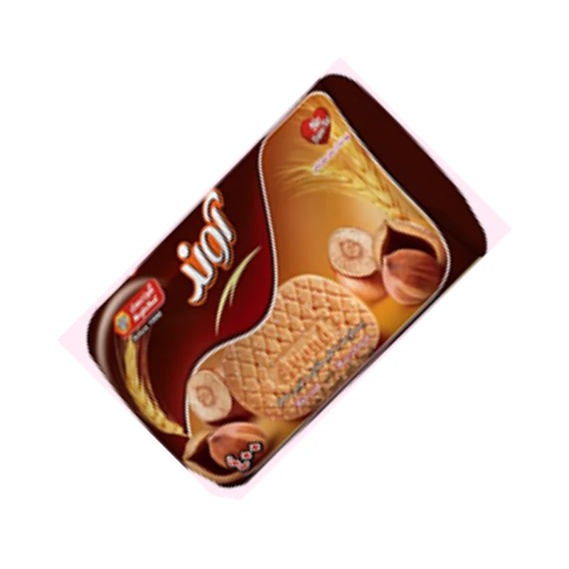 بیسکویت زبانی با طعم فندق و تزئین شکر