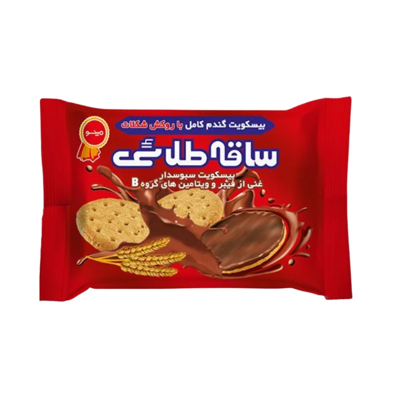 بیسکویت سبوسدار با روکش شکلات ۳ عددی